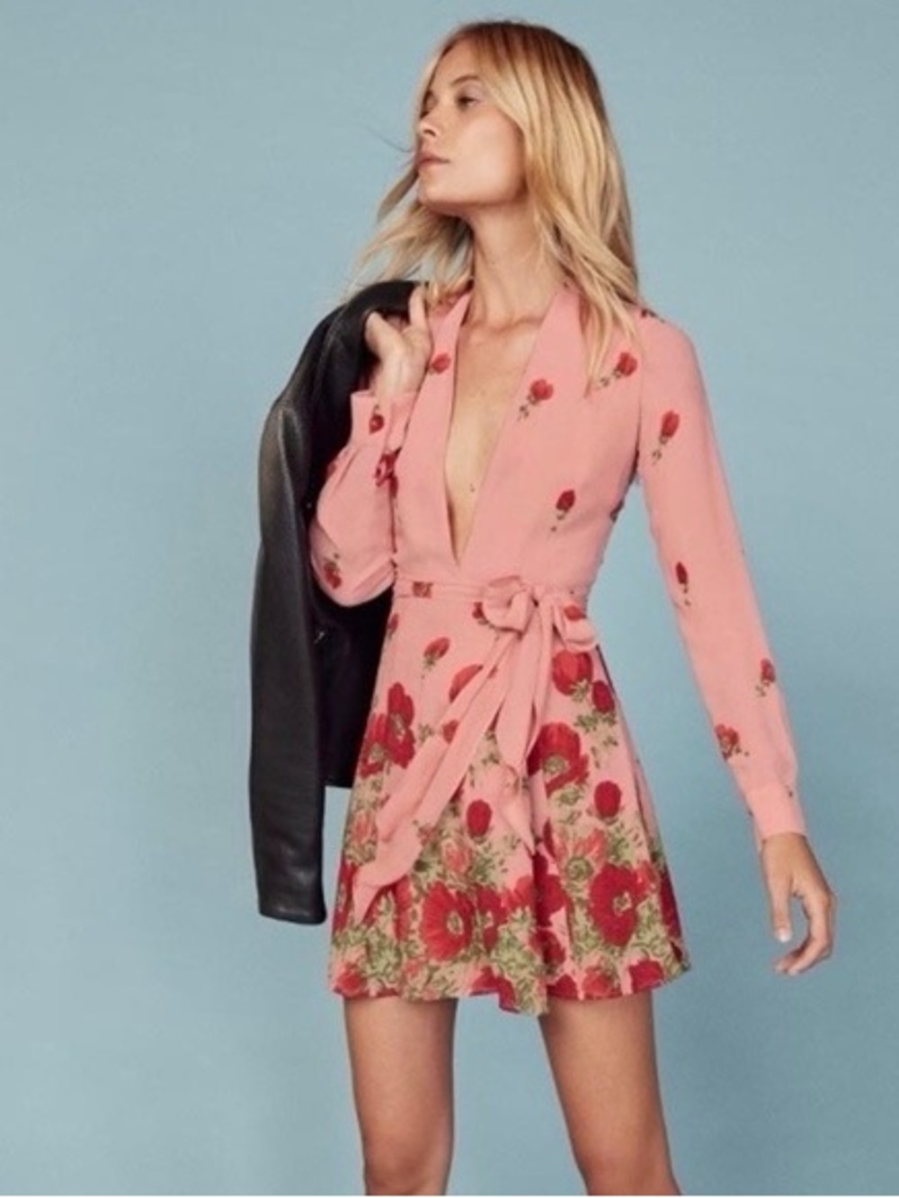 Reformation Porter Poppy Wrap Dress